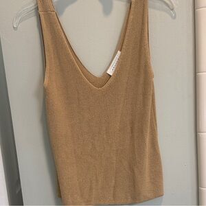 American Threads Tan Knit Tank Top